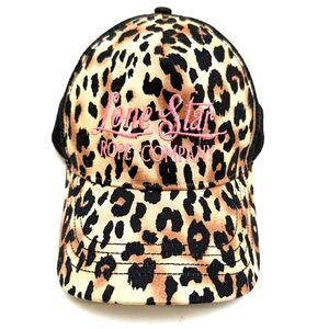 Lone Star Rope Company Leopard Print Trucker Cap With Pink Satin Logo Stitching